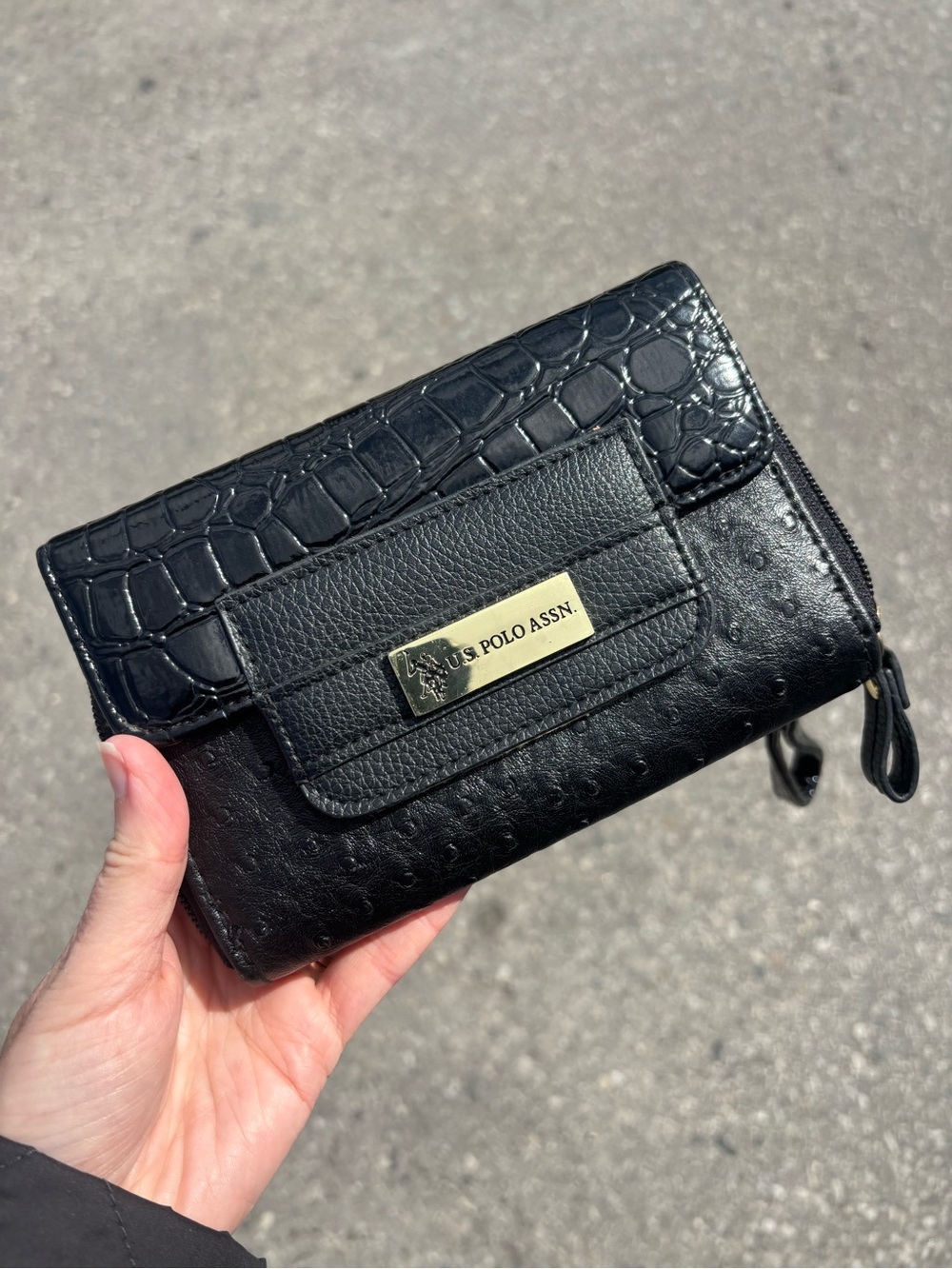 U.S. Polo Assn. Black Textured Women's Wallet